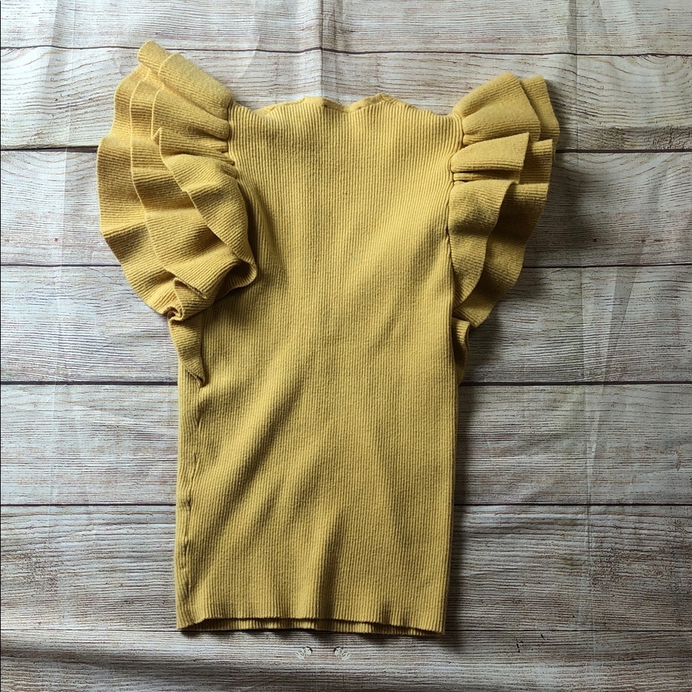 Express Yellow Ribbed Knit Top - Picture 5 of 5